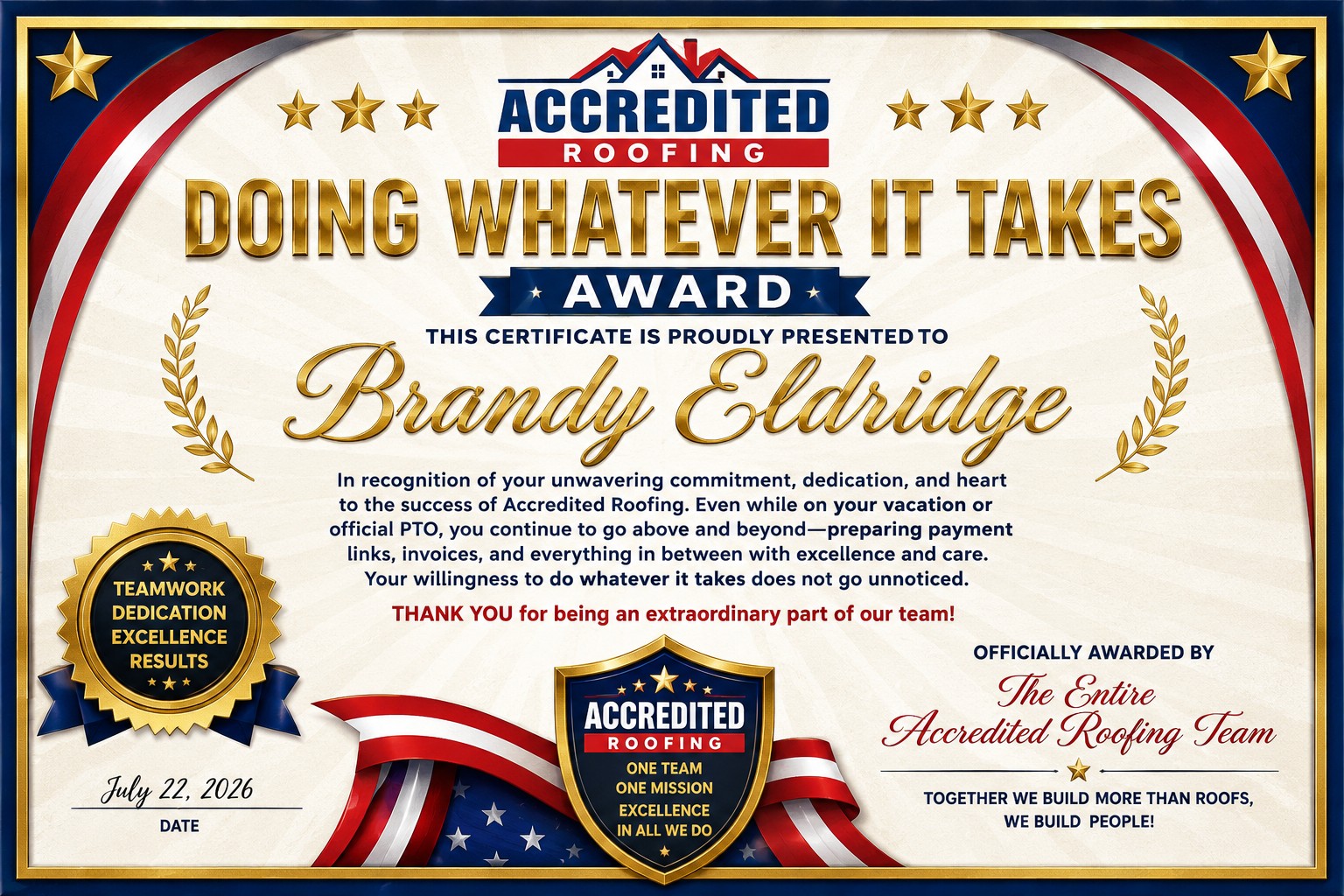 Doing Whatever It Takes Award