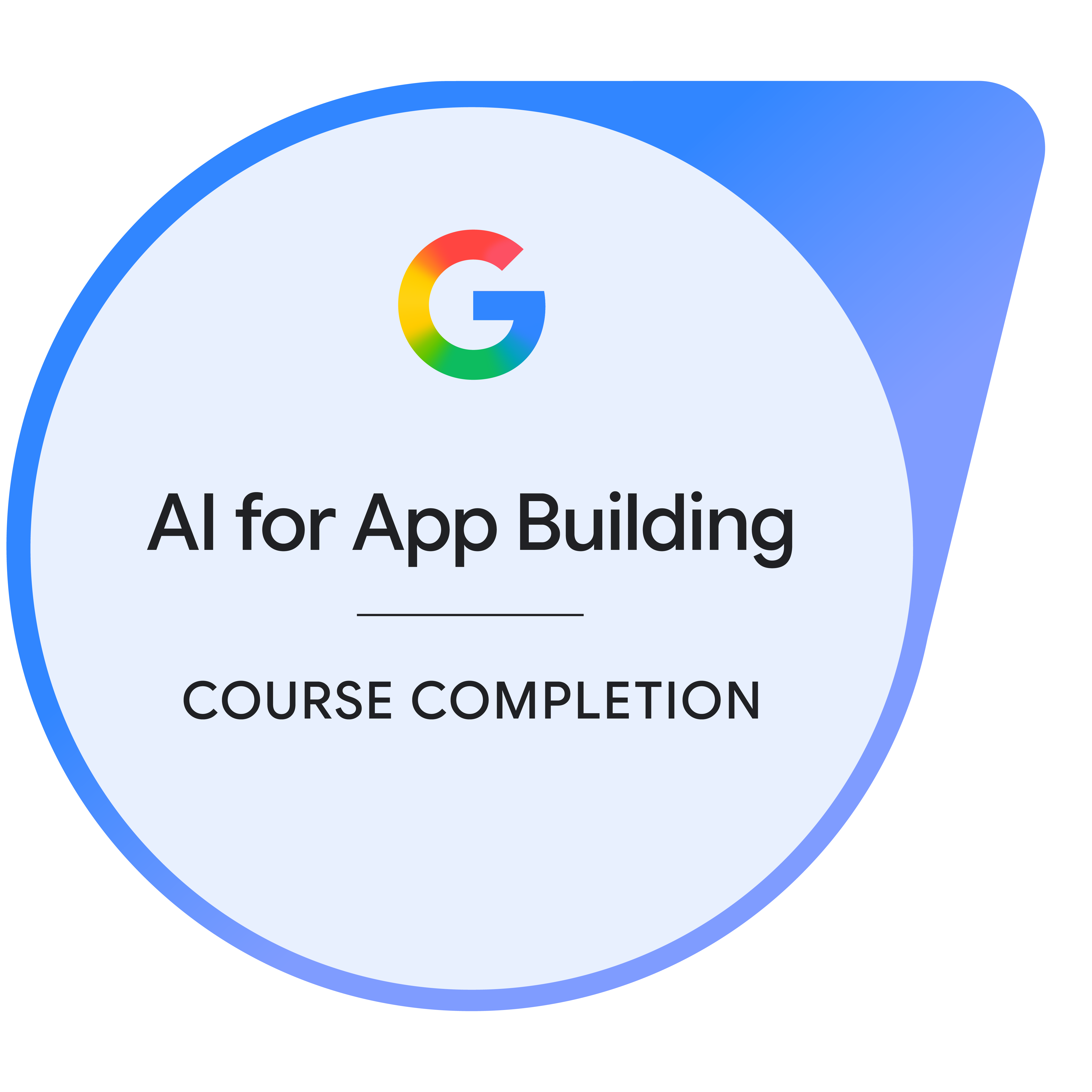 Google AI for App Building course completion badge
