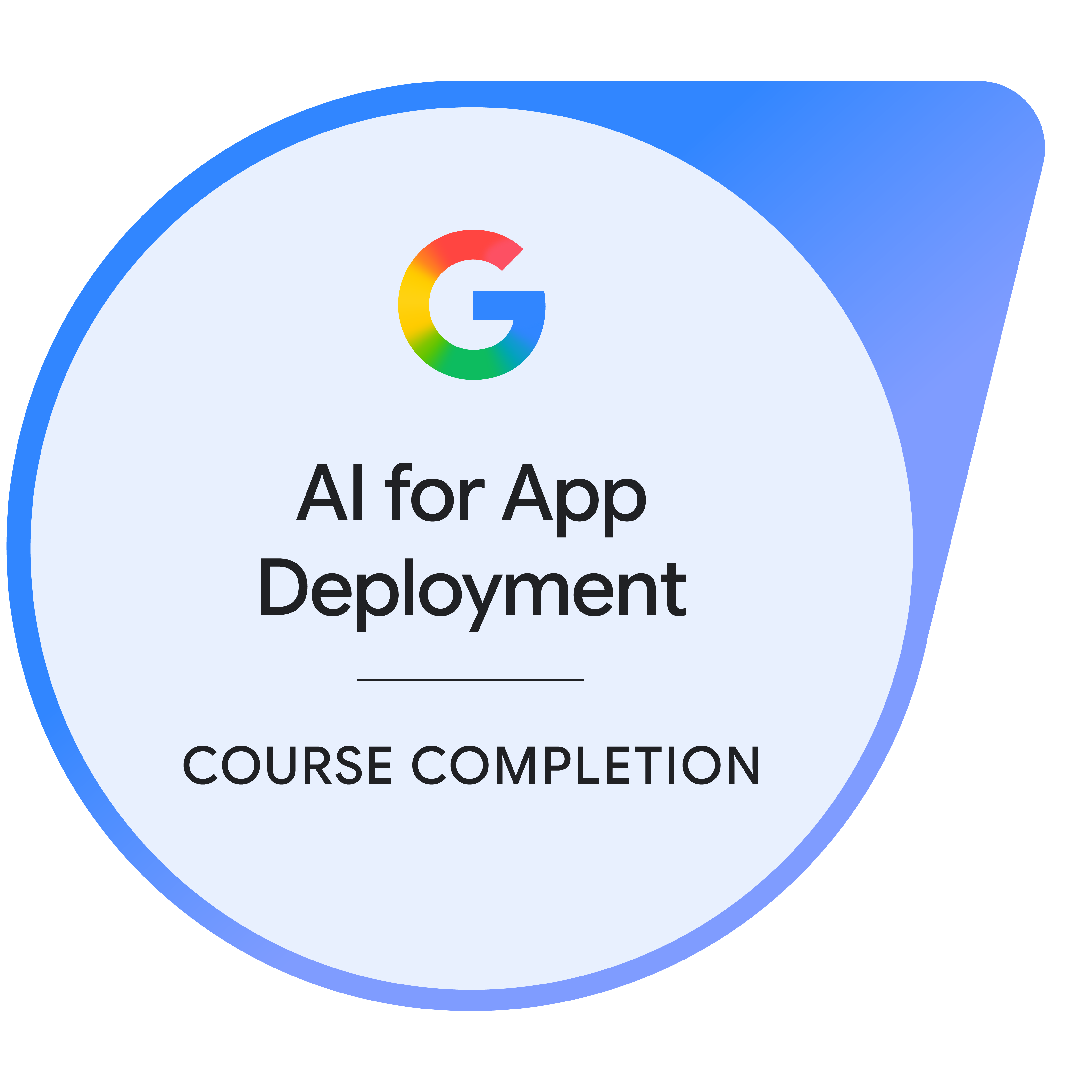 Google AI for App Deployment course completion badge