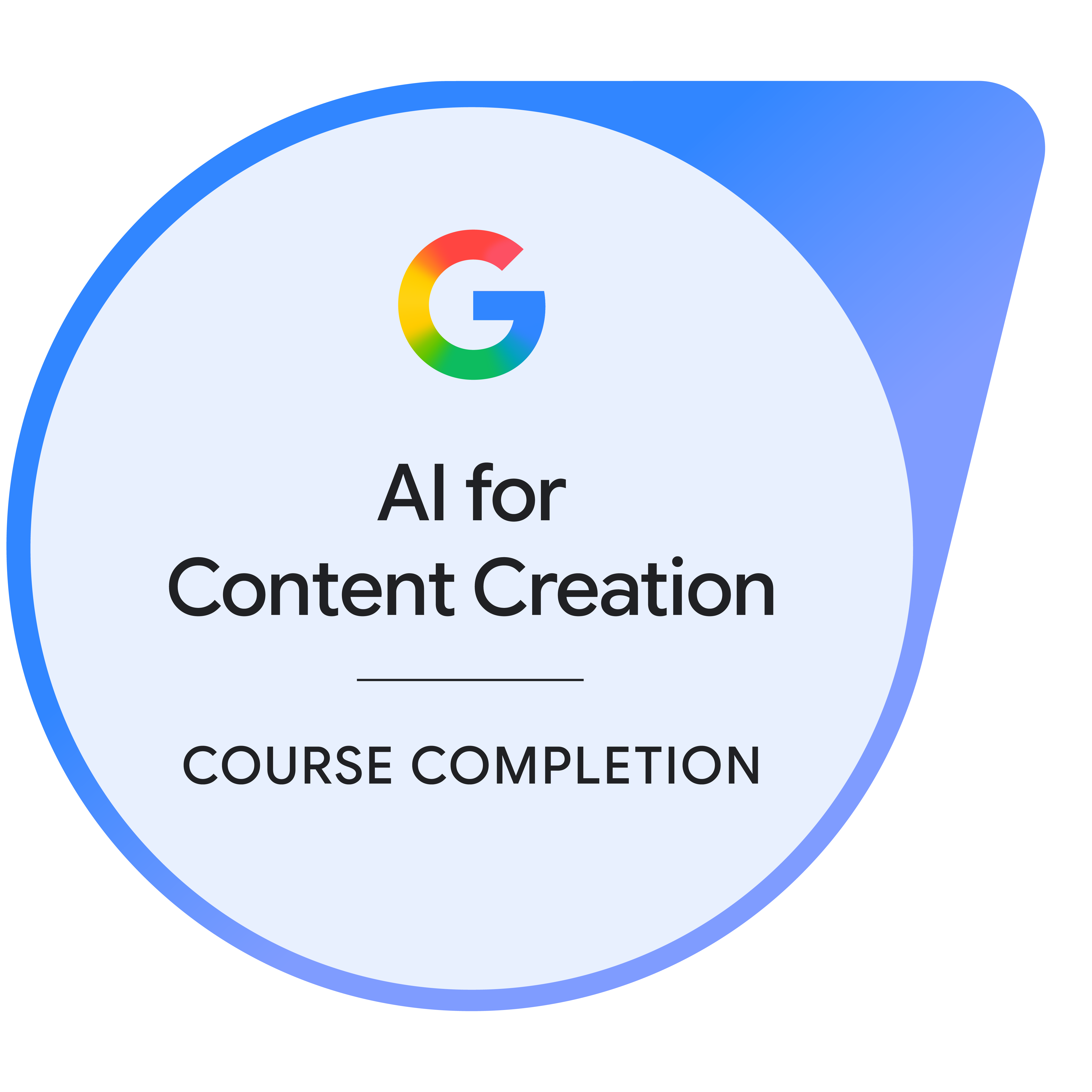 Google AI for Content Creation course completion badge